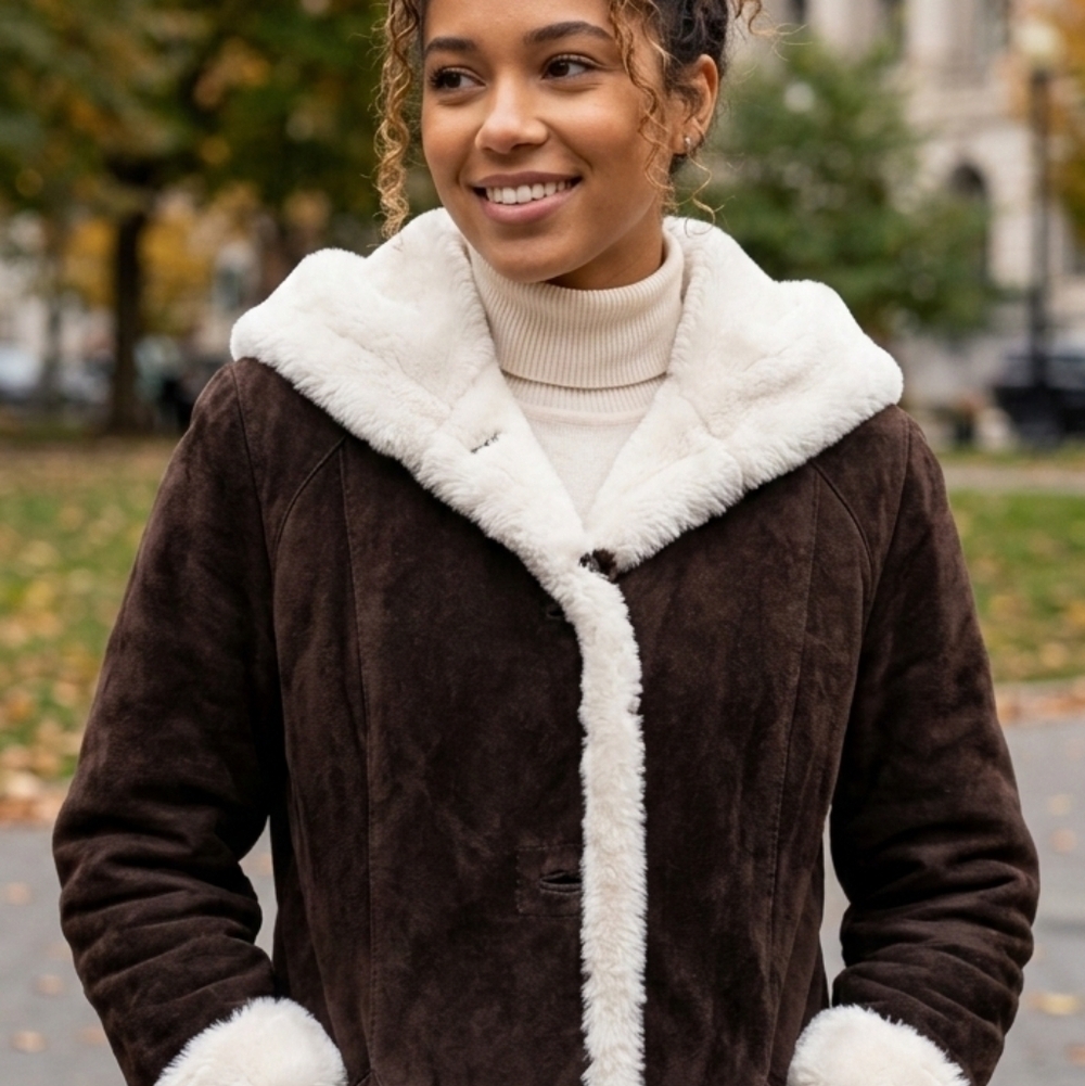 Gorgeous shearling suede winter coat EUC ❤️ - Picture 15 of 16